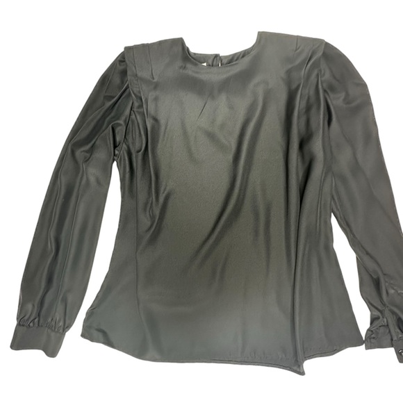 Vintage 80’s Eva Laurel NY Satin Black Blouse 14 - Picture 7 of 12